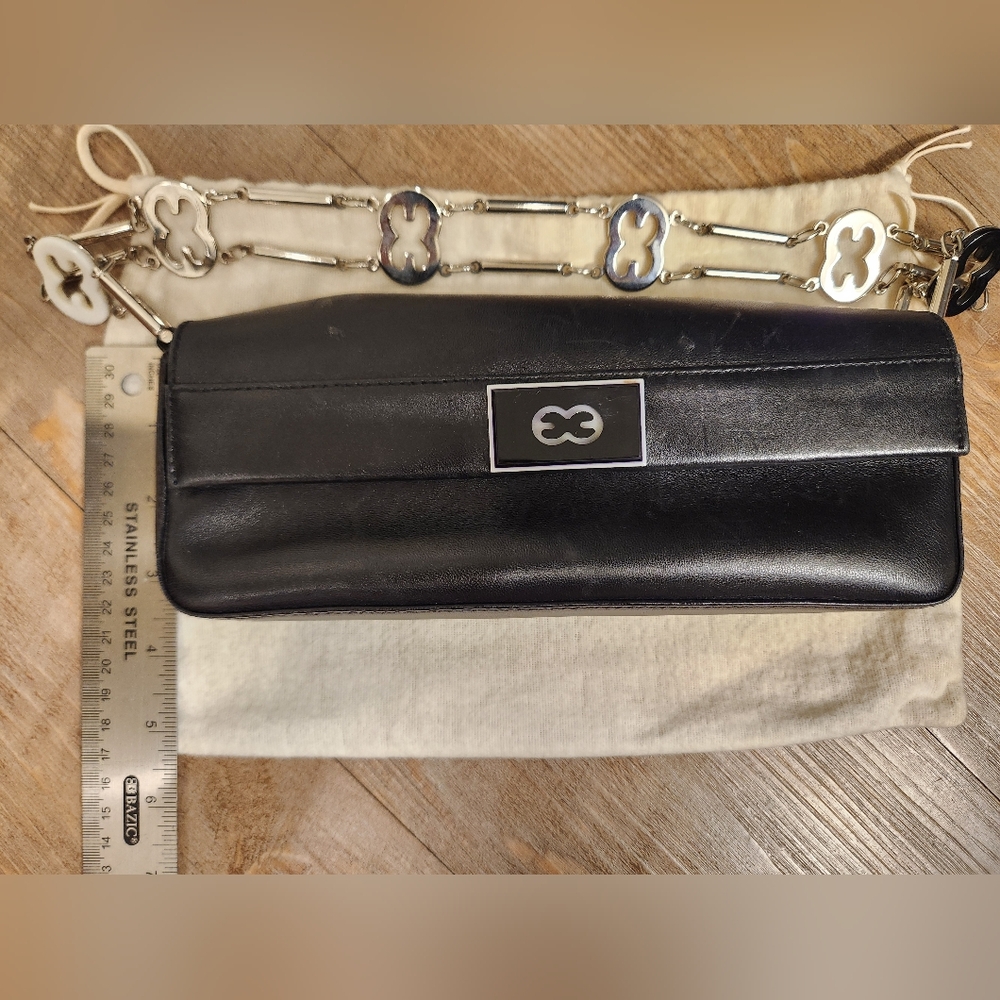 Escada Black Leather Chain Clutch Bag - Picture 4 of 8